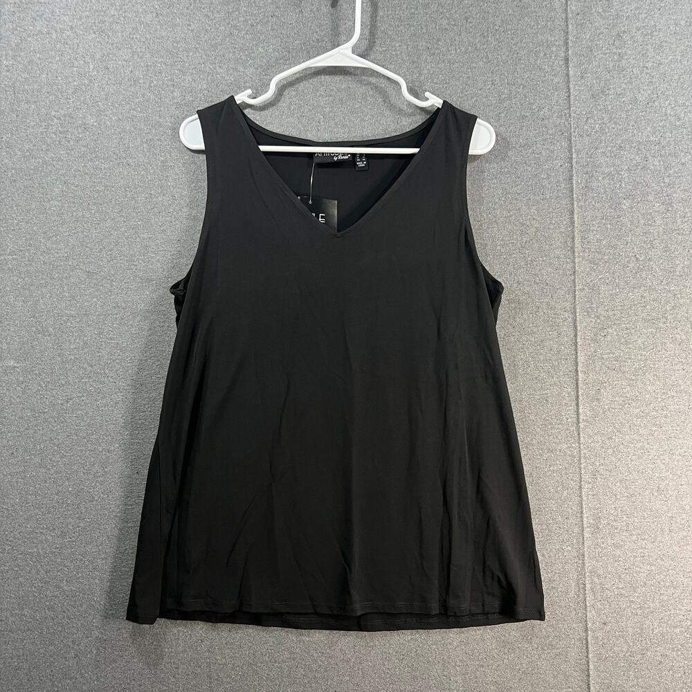Attitudes by Renee Printed or Solid Como Jersey Tank Top Black Large